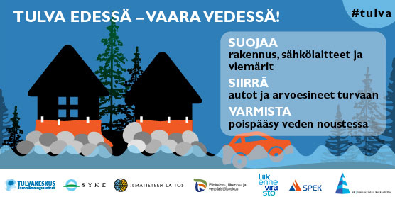 tulvakuvasarja_talo Jos tulva uhkaa - suojaa, siirrä, varmista.